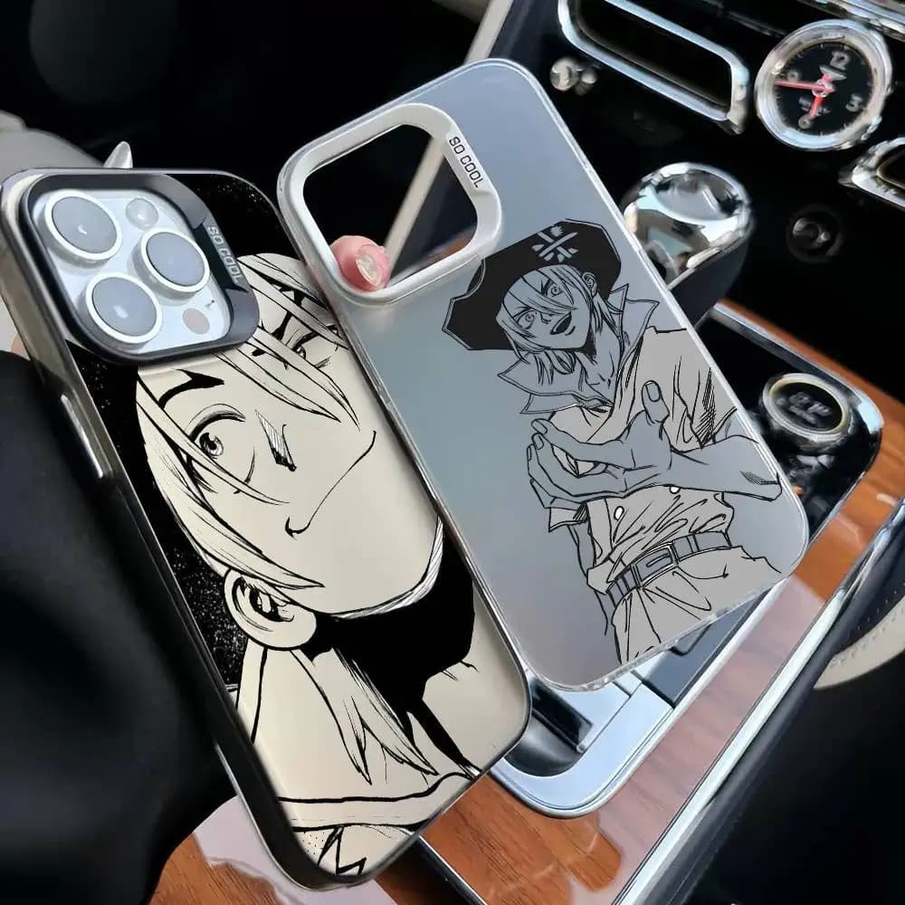 Cover per iPhone Dr. Stone-e R-Ryusui Nanami, compatibile con modelli 17, 16, 15, 14, 13, 12, 11, Mini, Pro, E, MAX, bianca opaca effetto caramella