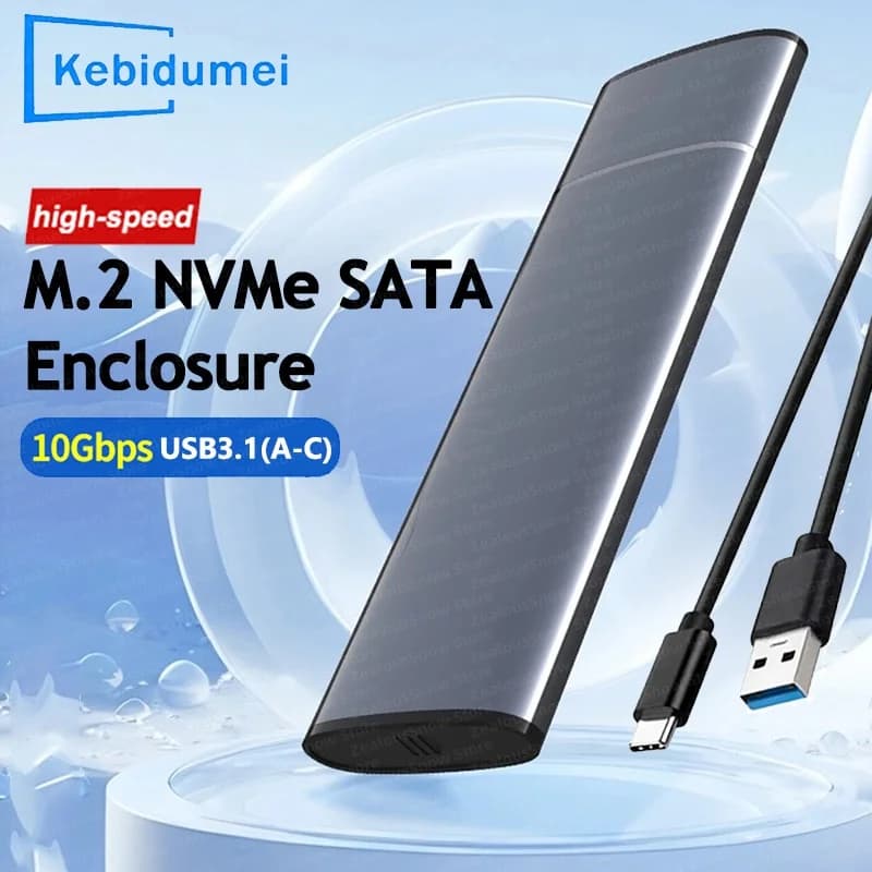 Custodia SSD M2 Protocollo NVMe SATA 10 Gbps Tipo C USB 3.1 Chiave portatile NVME M-Key/(B+M) Custodia esterna SSD in lega di alluminio