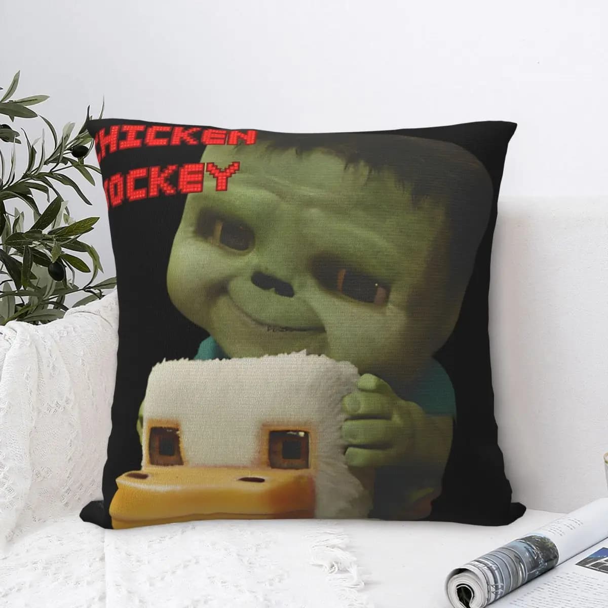 Federa per cuscino quadrata pollo Jockey Divano Zombie Game Federa per cuscino decorativa fresca 40 * 40