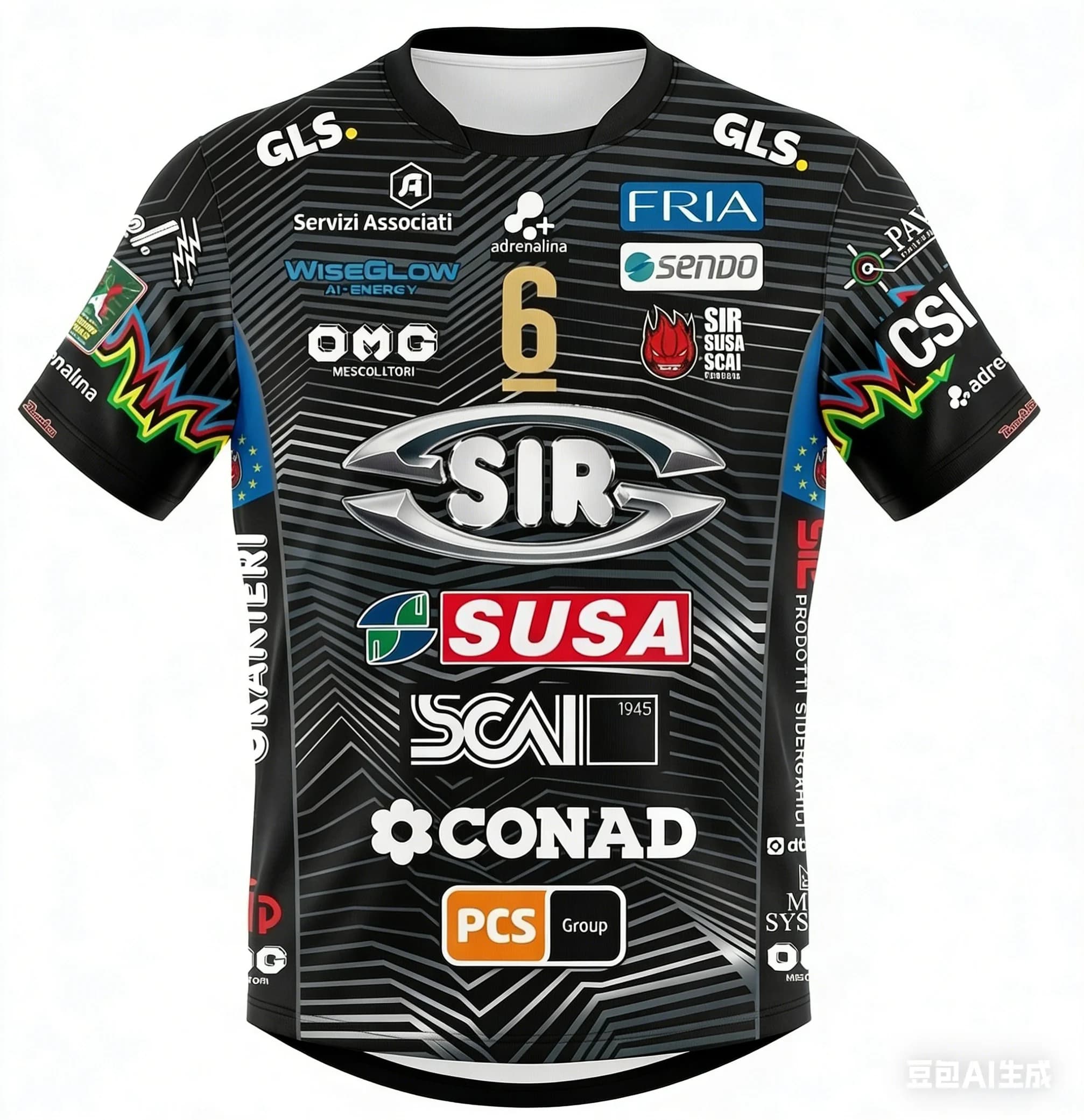 New Volleyball Knit Sir Susa Scai Perugia 14 Yuki Ishikawa 2026 for Men, T-Shirt to Sleeves Court, Uniforms of Team, Fast drying, Top from Training