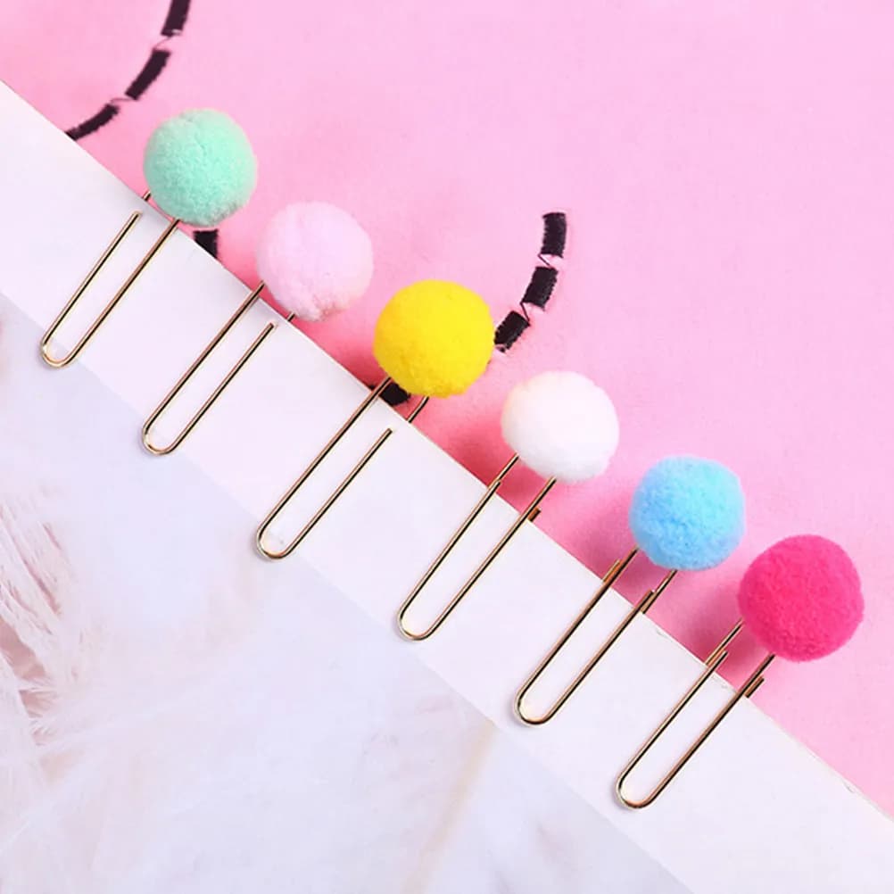 40Pcs Colorful Pom-Pom Paperclip Bookmarks Cute Kawaii Bookmark Clips for Books Planners Notebooks Students Teachers Gift Bulk