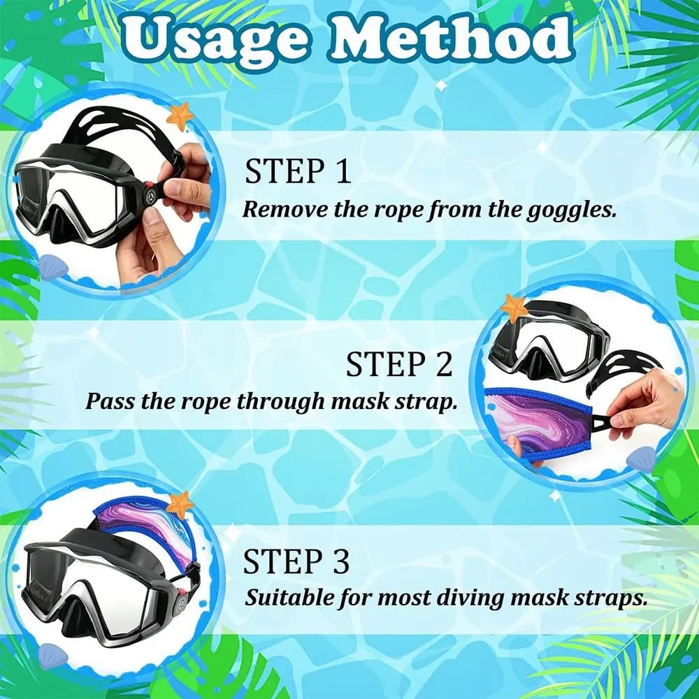 Comfortable Waterproof Diving Mask Strap Neoprene Anti-Slip Scuba Mask Strap Durable Snorkel Mask Strap Cover Water Sports
