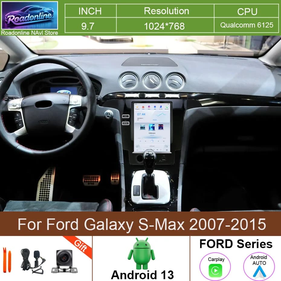 9.7INCH 8Core Car Radio For Ford Galaxy S-Max 2007-2015 Navigation Multimedia Player GPS WirelessCarplay WIFI 4G GPS
