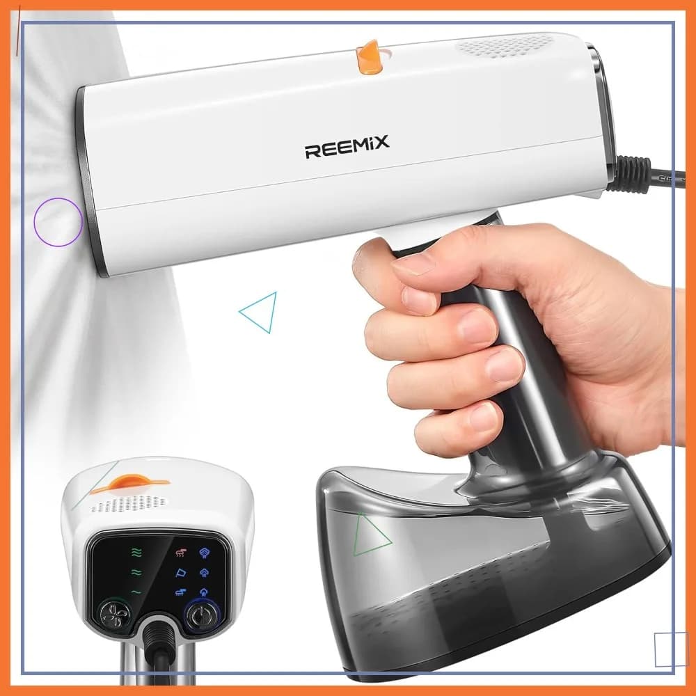 Reemix Vaporizzatore a Vuoto per Vestiti, Aspirapolvere Portatile con 4500Pa di Aspirazione, 3 Livelli Regolabili, Display LED, Serbatoio da 440ML