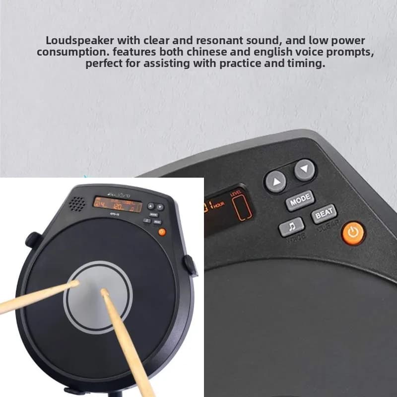 APD-10 Dumb Pad Professional Drum Set Exerciser Metronome Beginner Starter Percussion Board Home