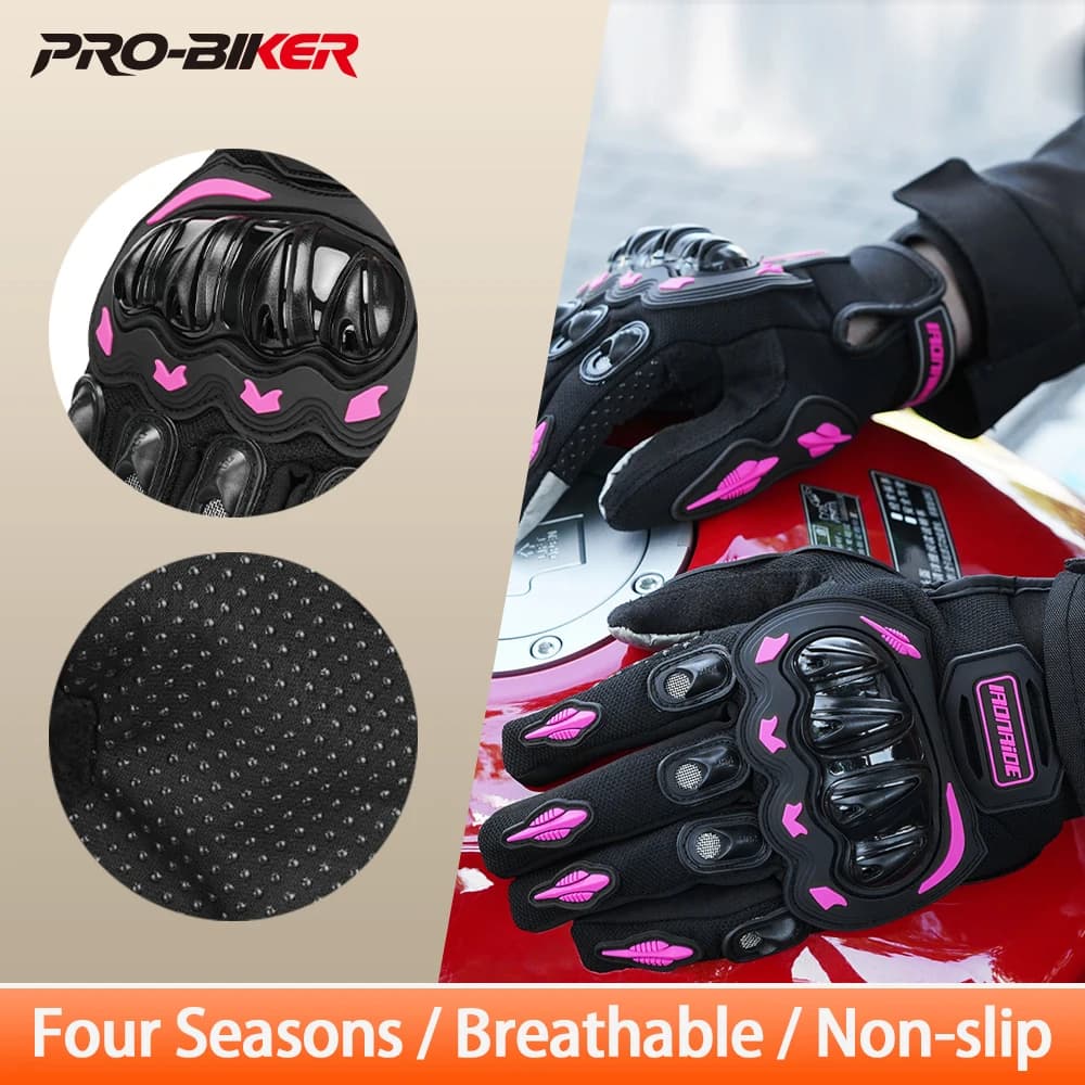 Guanti da Moto per Tutte le Stagioni con Touch Screen, Guanti Protettivi Antiscivolo per Motocross e Guida All'aperto
