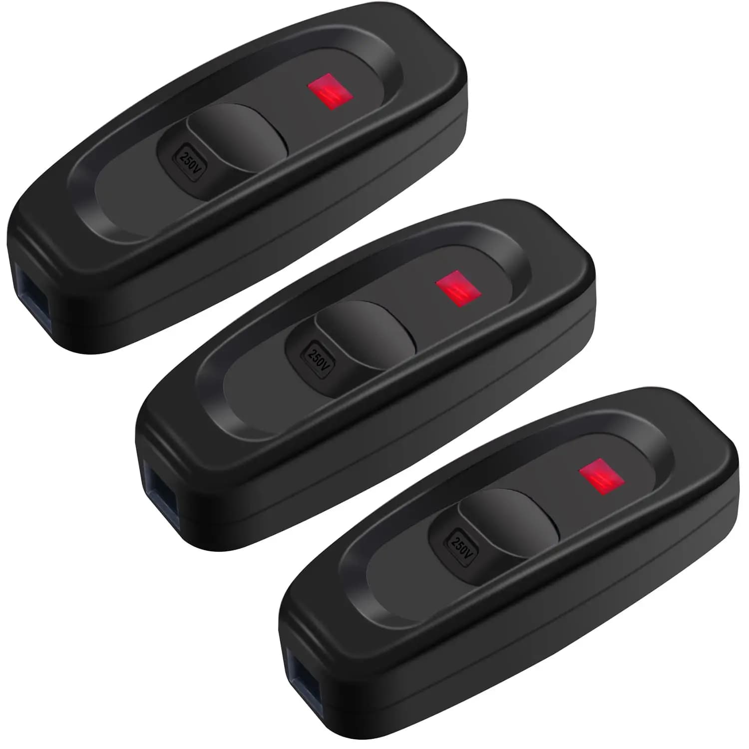 3 pcs on/off cable switch for table lamp table lamp 10A 250V table lamp, black luminaire switch