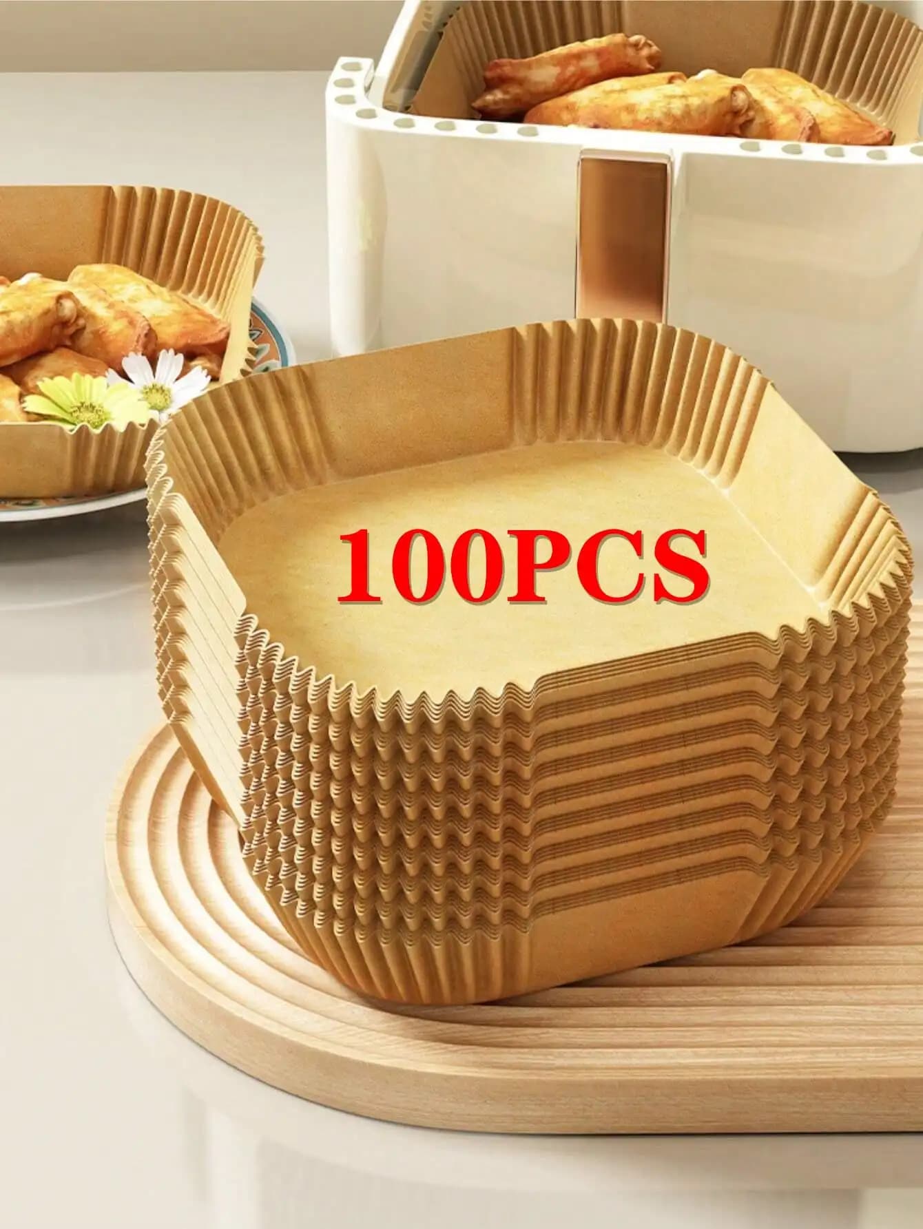 50 pieces/100 pieces of disposable paper for air fryer, baking paper bowl, baking paper coating/oil proof adhesive, heat resistant