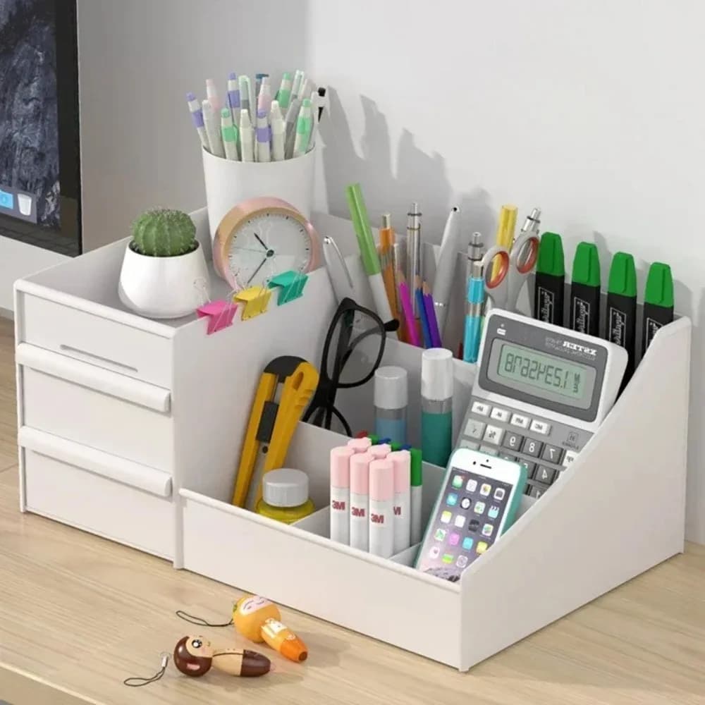 Desk Organizer for Cosmetics with Drawers, Tricks for Skincare and Lipsticks, Storage and Stationery