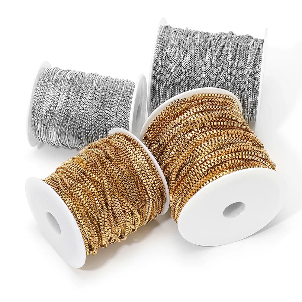 Catene in Acciaio Inossidabile Color Oro da 2 Metri, Catene Fatte a Mano all'Ingrosso per Creazione di Gioielli Fai-da-Te, Bracciali, Collane e Materiale per Artigianato