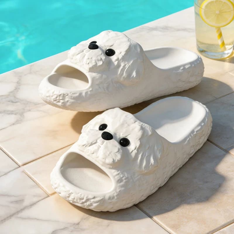 Ciabatte con Piattaforma in EVA per Donne, Scarpe Estive da Casa con Design a Cane Cartoonesco, Ciabatte da Spiaggia per Ragazze, Morbide, Antiscivolo e Leggere