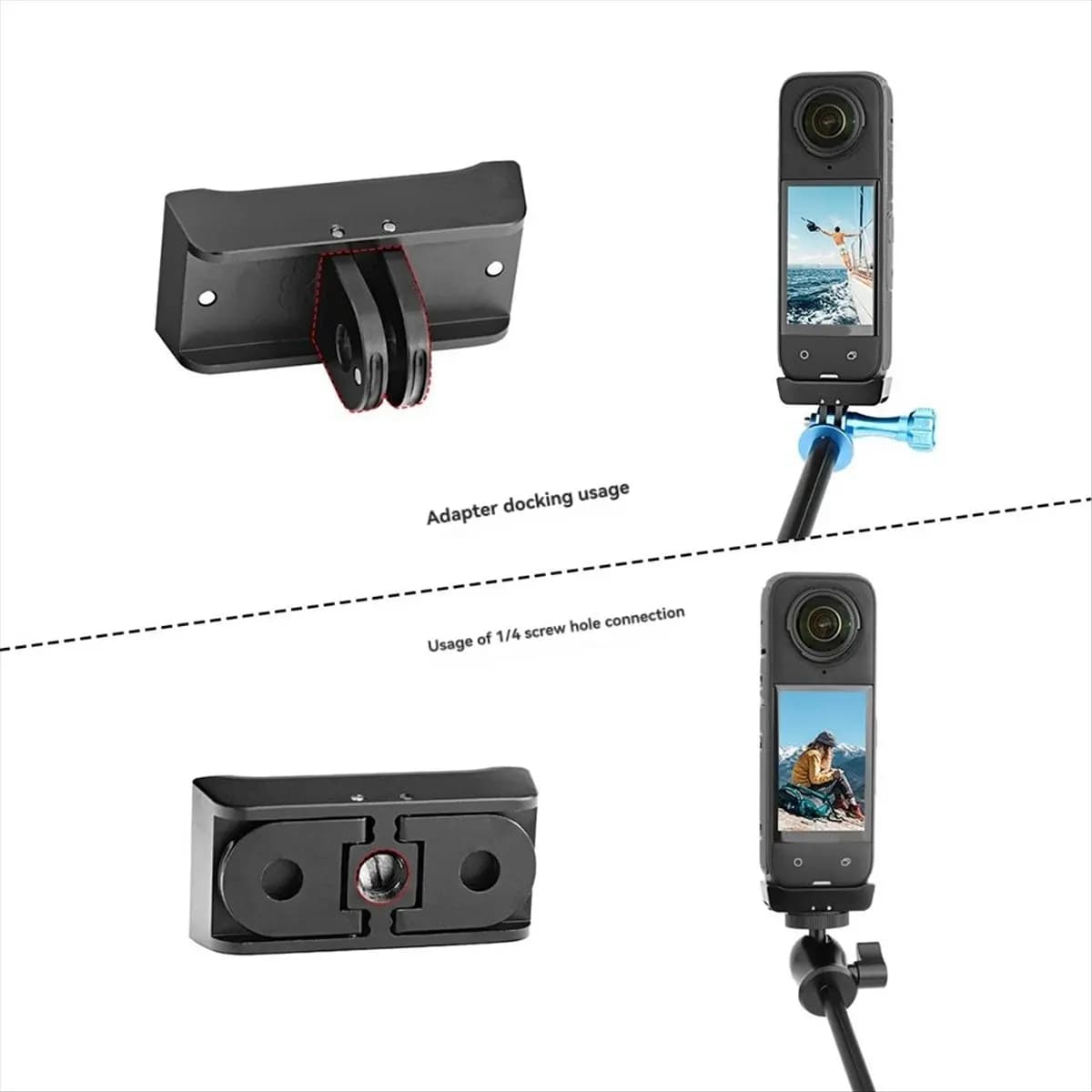 Adattatore A73T per Fotocamere Insta360 X5 X4, Accessorio Adattatore a Sgancio Rapido con Foro per Vite da 1/4 per Fissaggio Sicuro