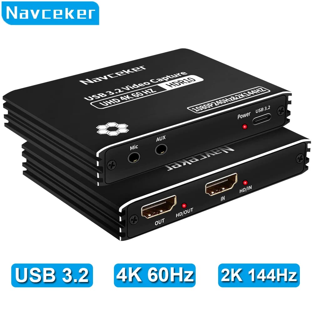 Navceker 4K 60FPS scheda di acquisizione Video HDMI USB C 3.2 Grabber Live Streaming 2K 120Fps registrazione del gioco per fotocamera PS5 Xbox Switch