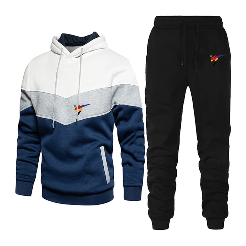 WTF World Taekwondo Federation 2024 Uomo Primavera Autunno Stampa Comfort Casual Tre colori Cuciture Patchwork Felpa con cappuccio + Pantaloni Set