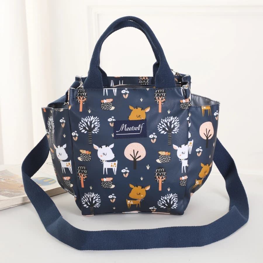 New large-sized lunch box bag with water cup holder, made of waterproof Korean Oxford fabric, suitable for baby carriers