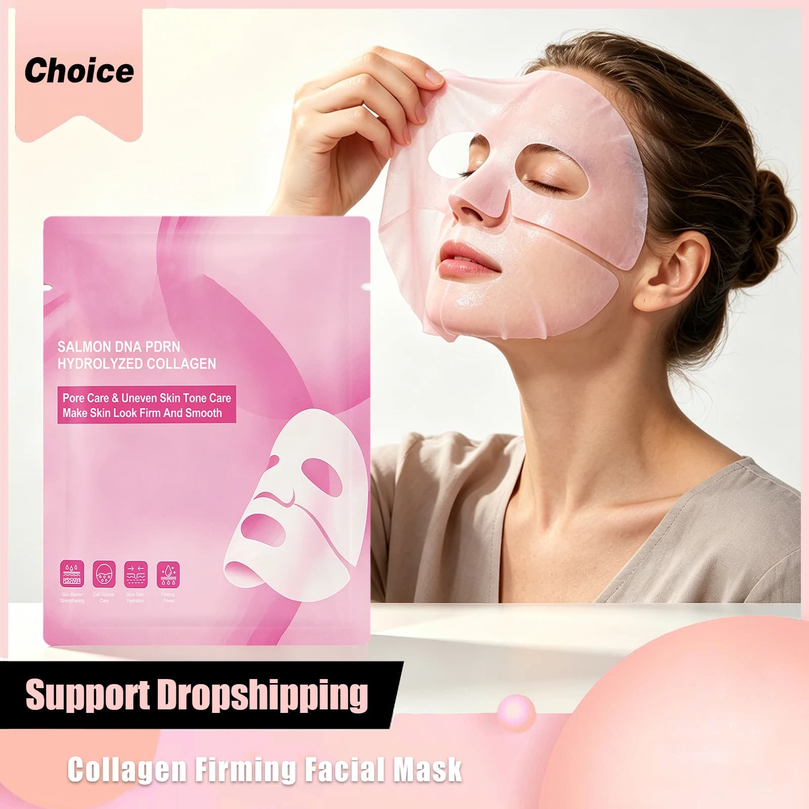 Hydrating Collagen Face Mask Firming Replenish Skin Moisture Flexible‑fit Repair Skin Barrier Portable Single Pack Facial Mask