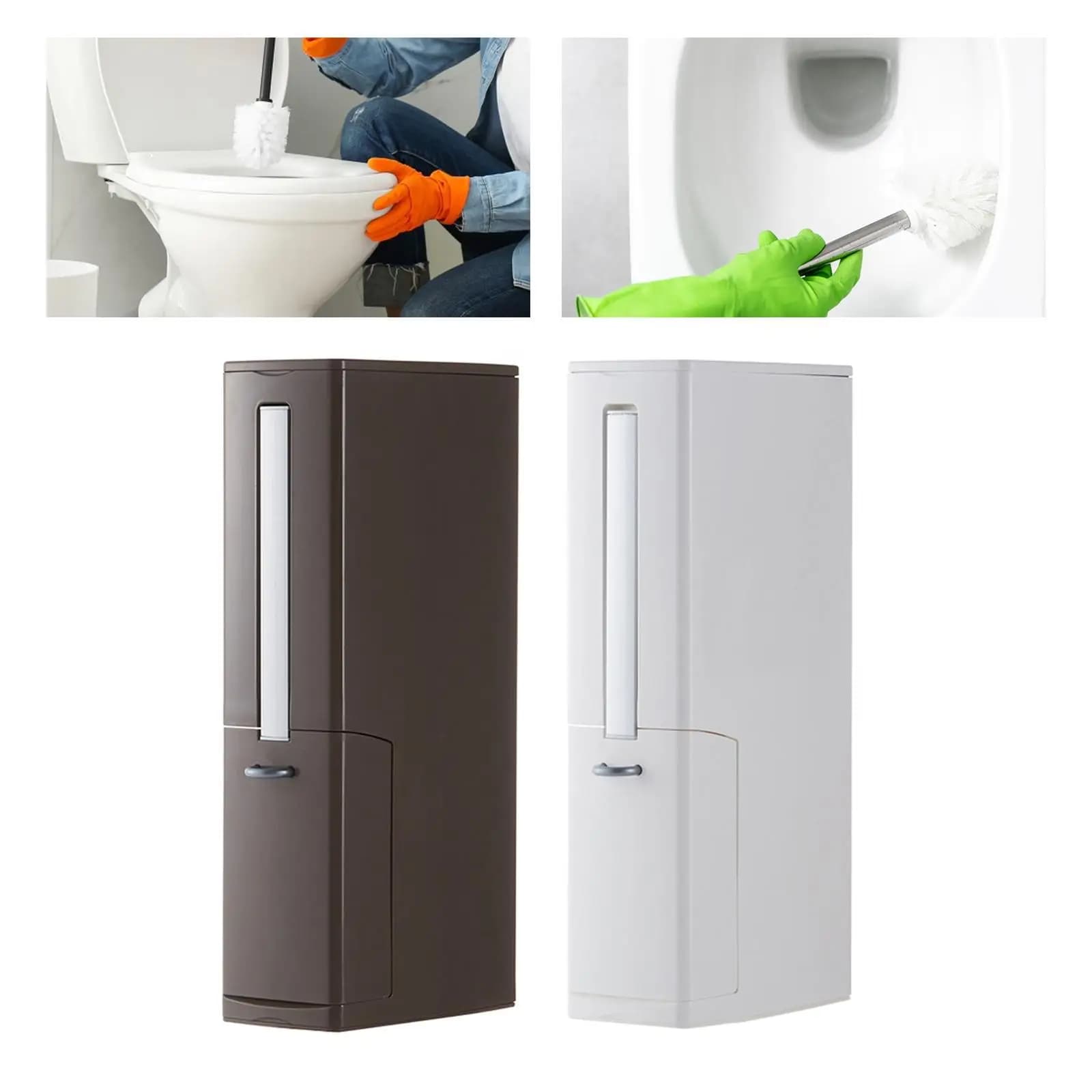 Set per la Pulizia del Bagno: Cestino per Rifiuti con Scopino, Leggero e Compatto, per Ufficio