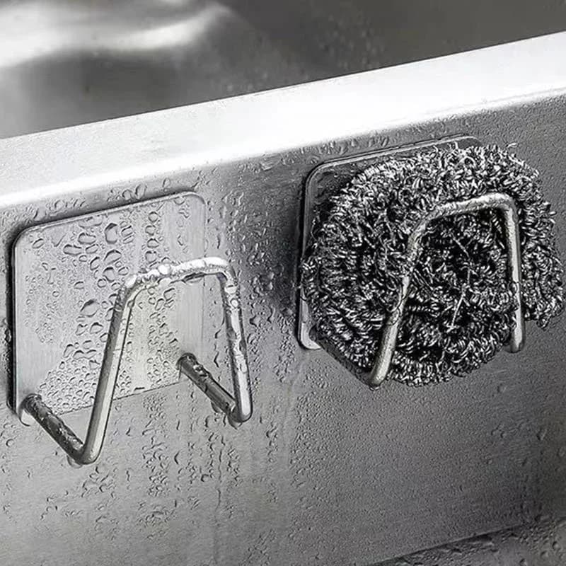 2/4pcs Stainless Steel Sink Sponge Rack For Sponge Steel Wire Ball Draining Paste The Inner Wall Of The Sink Kitchen Supplies