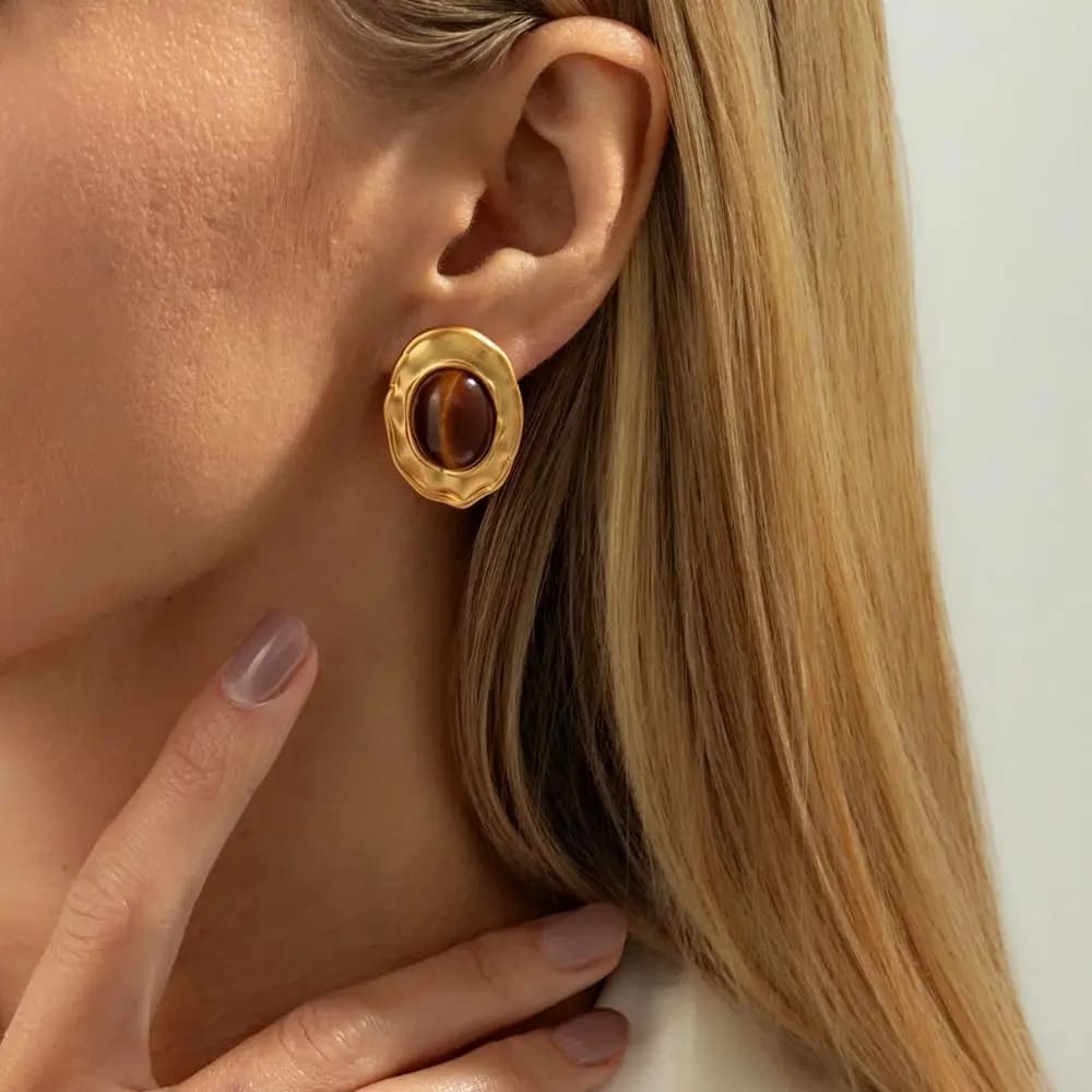 Elegant Geometric Resin Dangle Earrings Large Sweet Stud Earrings Vintage Trend Oval Earrings Gift