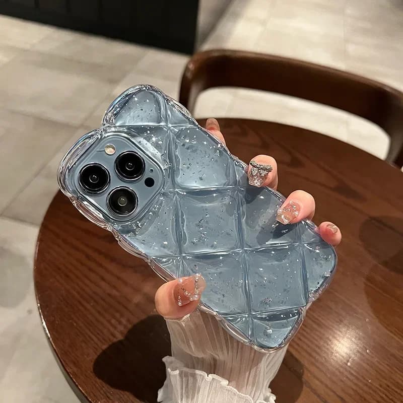 Luxury Glittering Shockproof Clear Case for iphone 16 15 14 13 12 11 Pro Max Plus Rhombus Transparent Thick Soft Silicone Cover