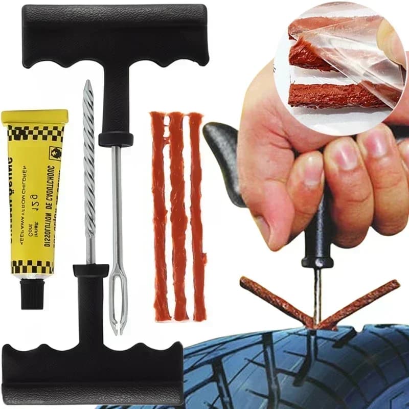 Set di strumenti per la riparazione dei pneumatici, riparazione rapida dei pneumatici sottovuoto, riparazione dei pneumatici, striscia di gomma per auto, moto, scooter elettrico, manutenzione di emergenza