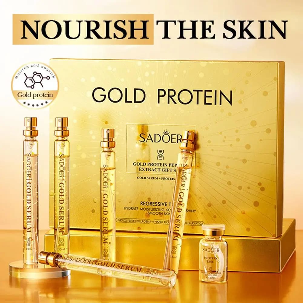 SADOER Gold Protective Peptidic Essence Set, Absorbable Collagen Wire, Hydrating Anti-Age, Nutre e Leviga la Pelle