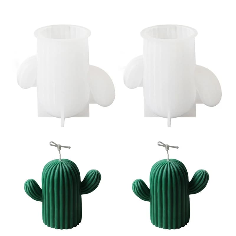 2 Pieces Cactus 3D Shaped Candle Prints in Silicone Food 5*8*9cm for Candle, Flavors and Chocolate Creation