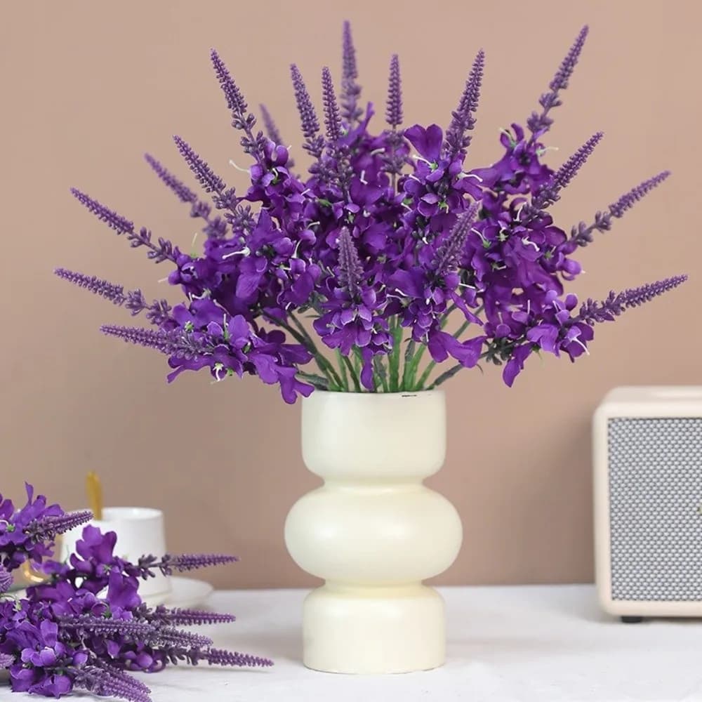 Fiori di Lavanda Artificiali Realistici, Piante Finte Fatte a Mano, Composizioni Floreali al Tatto Naturale per Decorazione Casa e Soggiorno