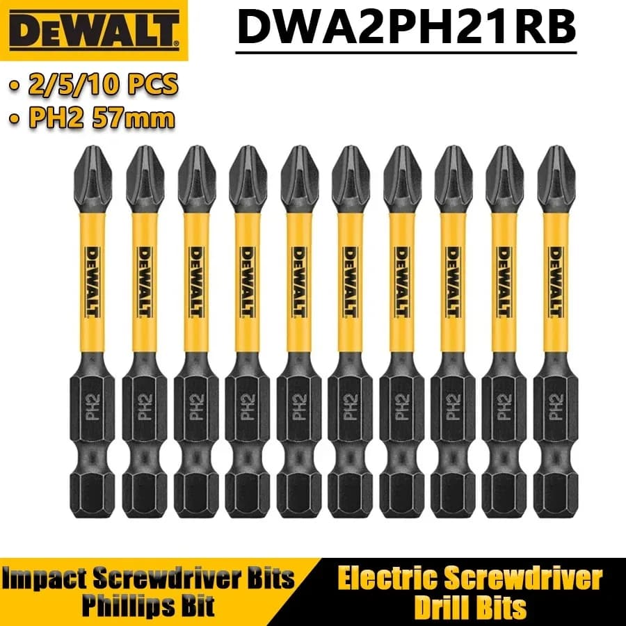 DEWALT PH2 Phillips Bit 57mm Impact Screwdriver Electric Drill Bits Power Tool Accessories 1/5PCS DWA2PH21RB