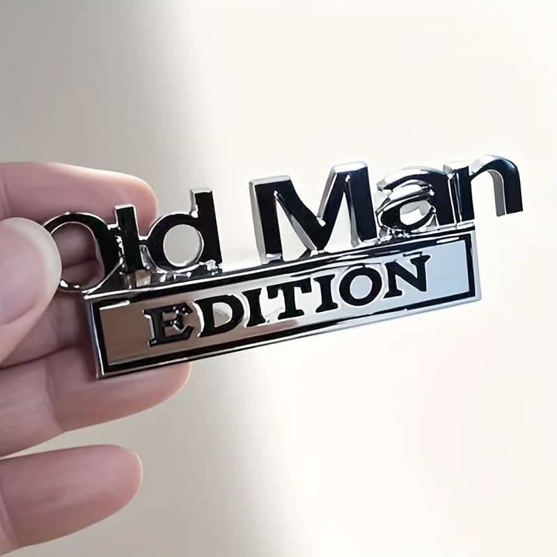 Wall decal 3D Emblem Elderly Edition, Funny badge for fender, Decoration Spare parts for cars and trucks, Universal for cars and SUVs
