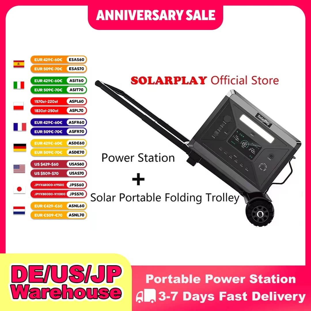 SOLARPLAY Mobile Power 220v 2400w Centrale elettrica portatile 2160WH Forniture da campeggio Batteria ausiliaria Lifepo4 per il campeggio all'aperto