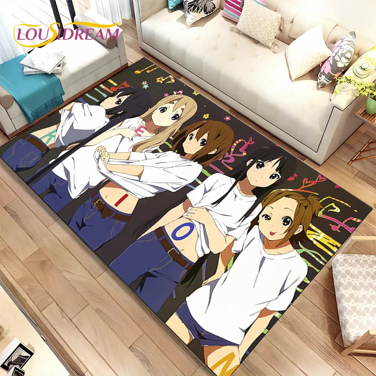 K-ON Cartoon Cute Lolita Kawaii Girls Area tappeto, tappeto per soggiorno camera da letto divano zerbino decorazione, tappetino antiscivolo 3D
