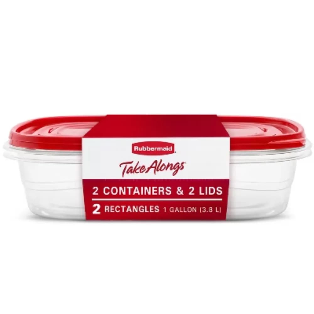 Set of 2 Rectangular Containers in 4 Liters Plastic - Ruby Red: Suitable for Microwave and Freezer