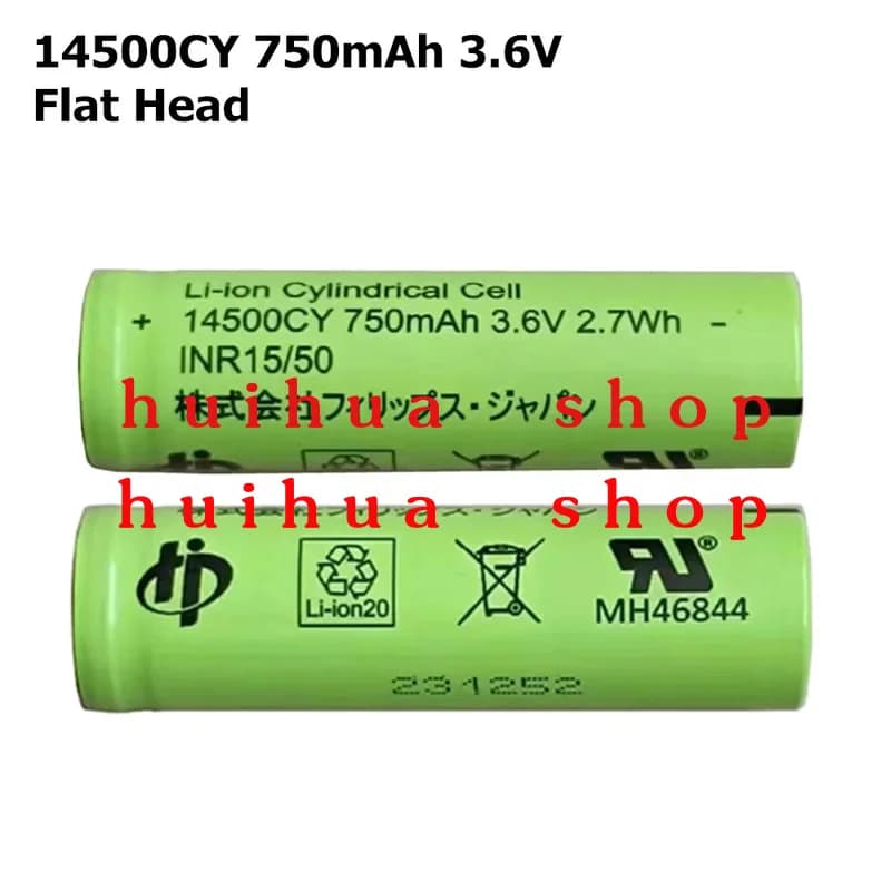 2 pezzi per Panasonic 14500CY 750mAh batteria al litio a testa piatta per rasoio Braun Cheetah S5 S6 S7 S51 53B 73S 4200 5762 spazzolino da denti