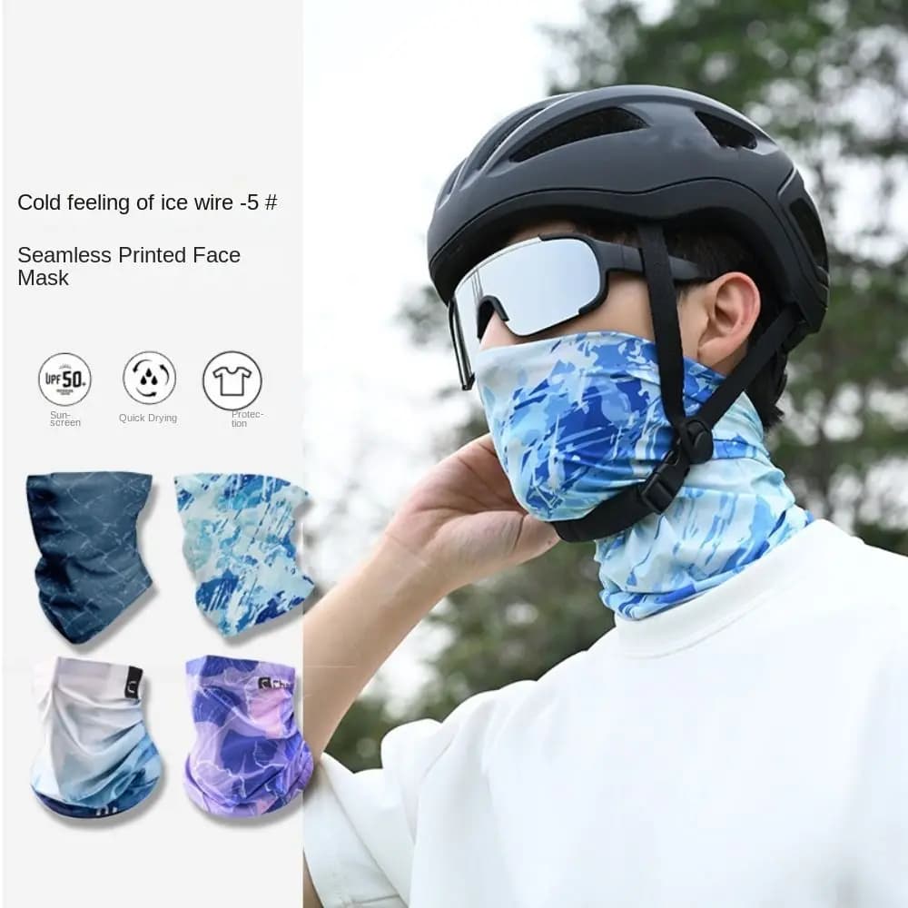 Lightweight Ice Silk Sunscreen Face Mask Natural Scene Shading Riding Mask Breathable Elastic Sun Protection Face Cover Cycling
