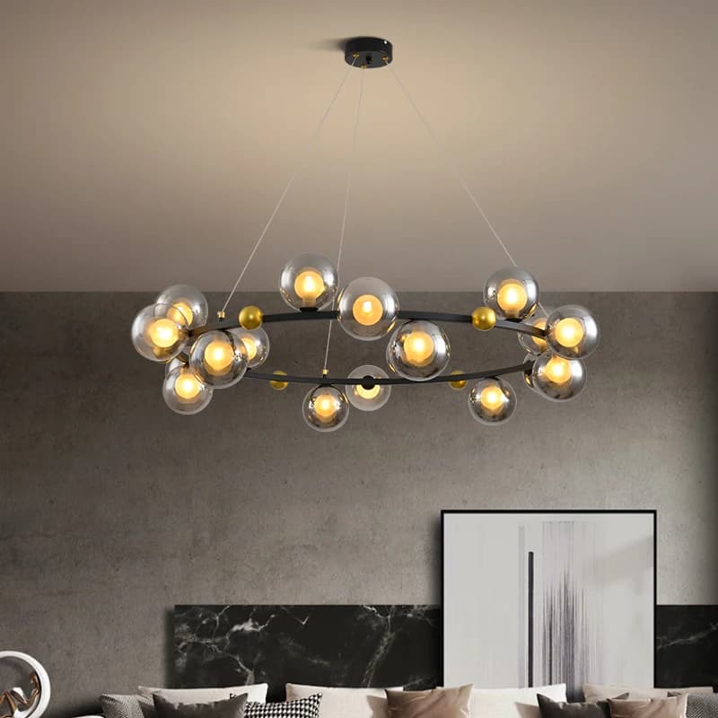 Soggiorno nordico G9 Lampada a sospensione Lampada in vetro atmosferico di lusso Moderno semplice anello creativo Sala da pranzo Lampadari camera da letto