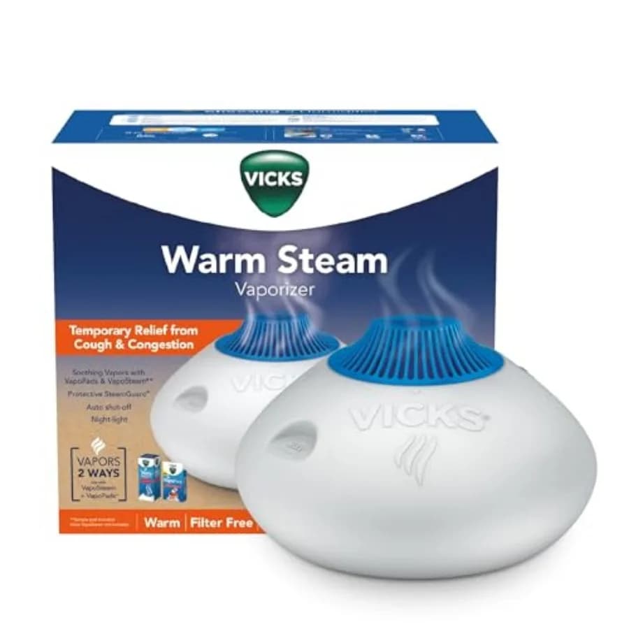 Vaporizzatore e Umidificatore a Vapore Caldo con Serbatoio da 1,5 Galloni per Stanze Piccole e Medie, Luce Notturna, Compatibile con VapoPads e VapoSteam