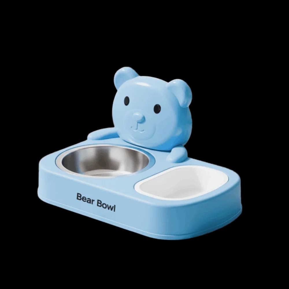 Durable Cartoon Cat Food Water Bowl Detachable Non-Slip Base Cat Feeding Bowl Double Bowls Pet Food Dispenser Puppy Feeding