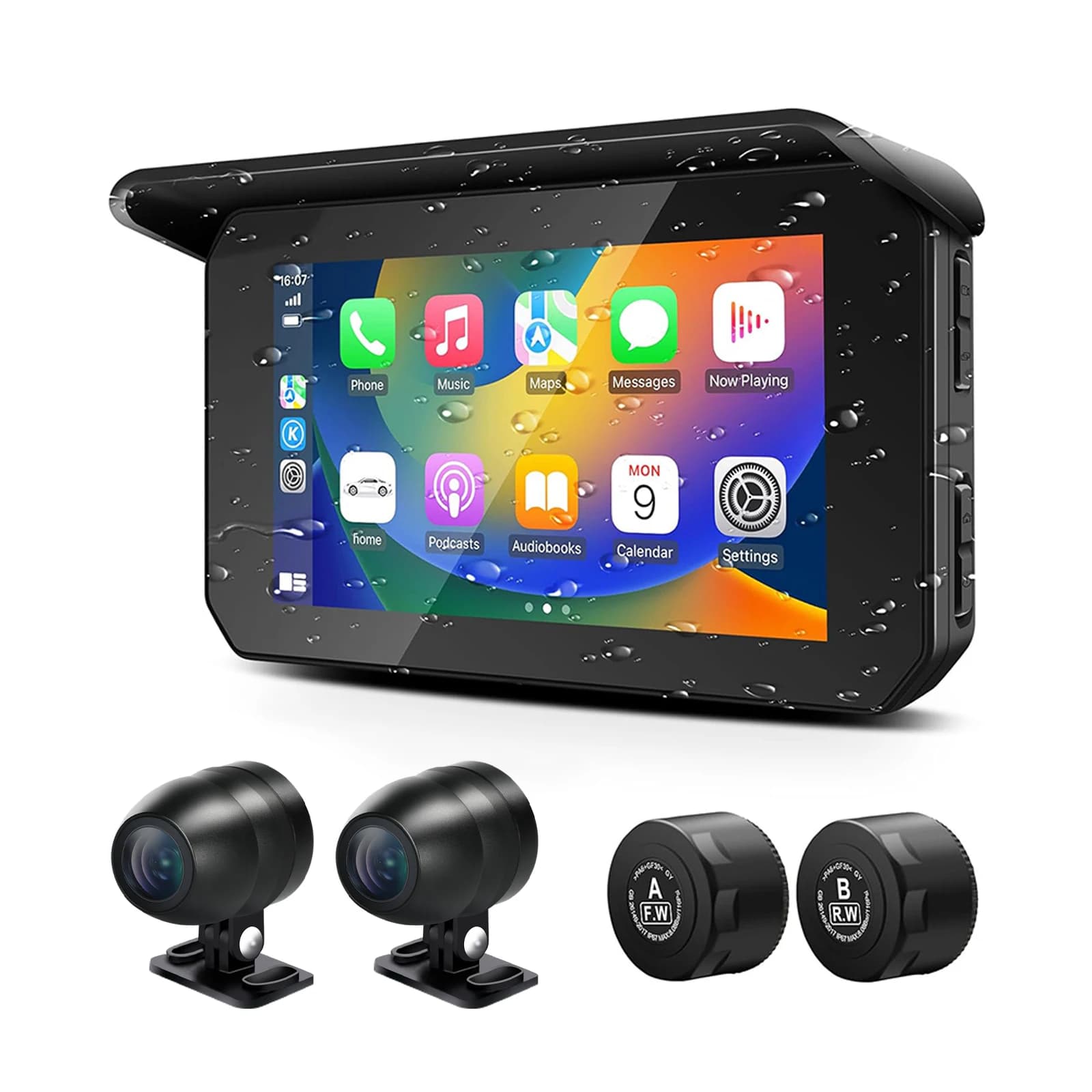 new Wireless Carplay Motorcycle Android Auto Gps Navigation Screen With 5 Inch Touch Display Waterproof Ipx7 Dashcam Moto Camera