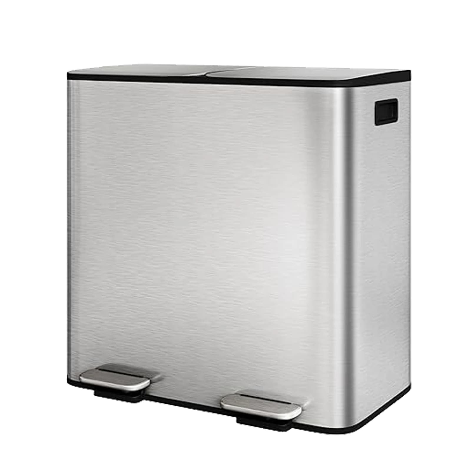 Bidone per Rifiuti da Cucina 2*40L, Sistema di Separazione Rifiuti, Contenitore in Metallo con Pedale e Maniglia Laterale per Riciclaggio Organico, Secchio Interno Rimovibile