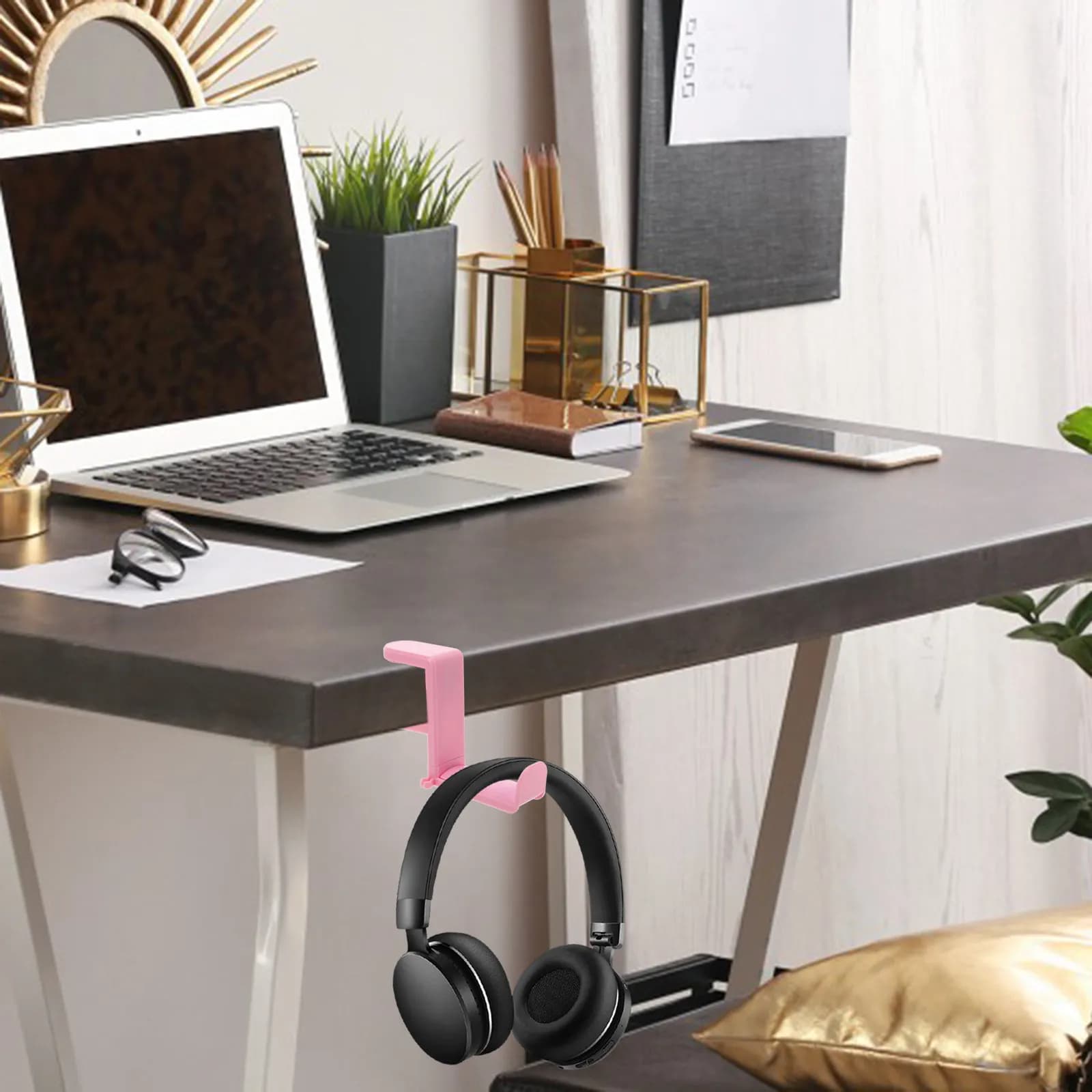 Supporto per cuffie pieghevole da scrivania, porta cuffie per accessori PC da gaming, supporto da montare sotto la scrivania, portaoggetti, appendi cuffie
