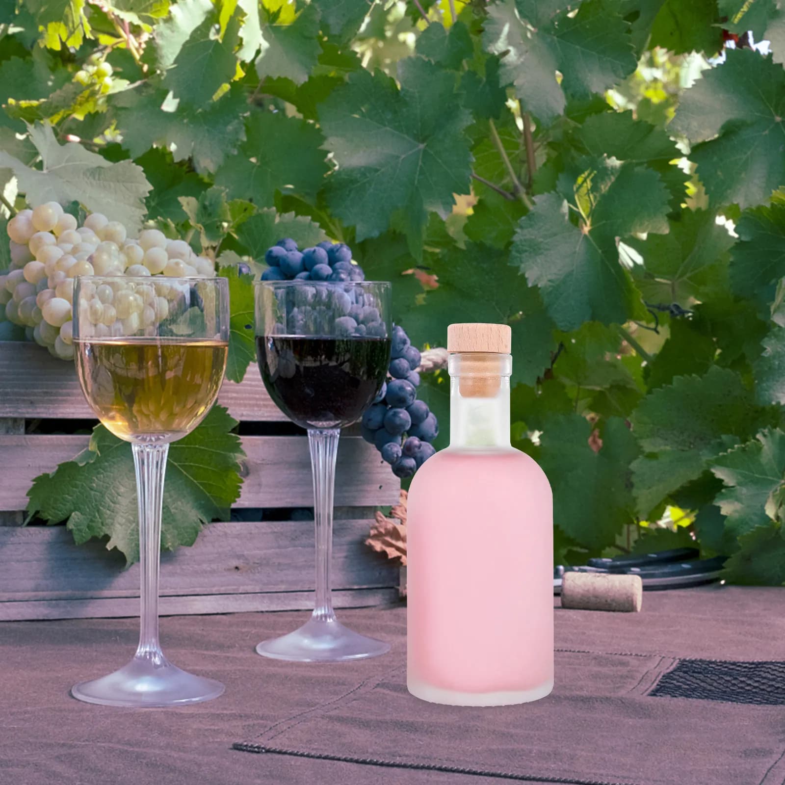 2 Bottiglie di Vetro Smerigliato per Vino e Frutta, Bottiglie Fai-da-Te per la Produzione di Bevande, Bottiglie Sigillate con Tappo in Sughero per Feste in Casa e Bevande Fatte in Casa