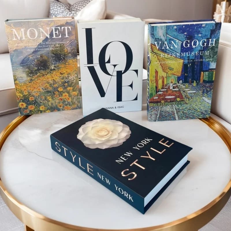 Monet Luxury fake books Interior decoration Open decorative bookcases Bauhaus Boho Ornaments Table Scaffale Decor