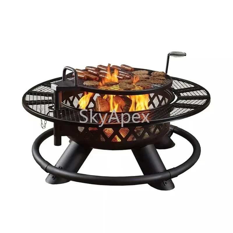 Griglia per barbecue in metallo per esterni resistente, fornello da campeggio, griglia a carbone, braciere, facile da montare, antiruggine, campeggio, patio, giardino
