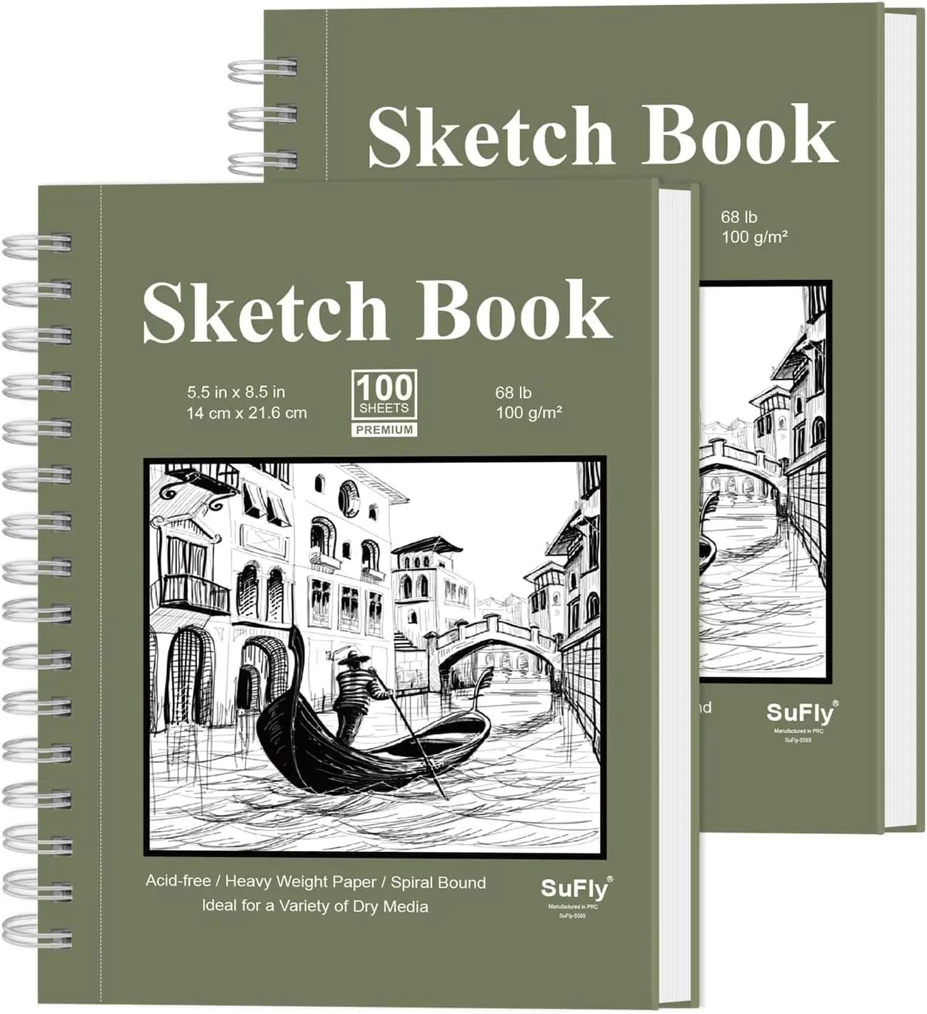 Mini Sketch Book 5.5x8.5, 2-Pack Spiral Bound, 200 Sheets 100gsm Drawing Paper for Adults & Kids