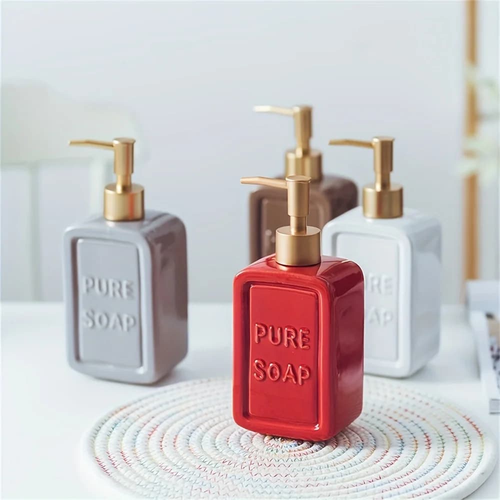 1pc ceramic hand sanitizer bottle, hotel club shampoo and shower gel, disinfectant dispensing bottle (475ml)