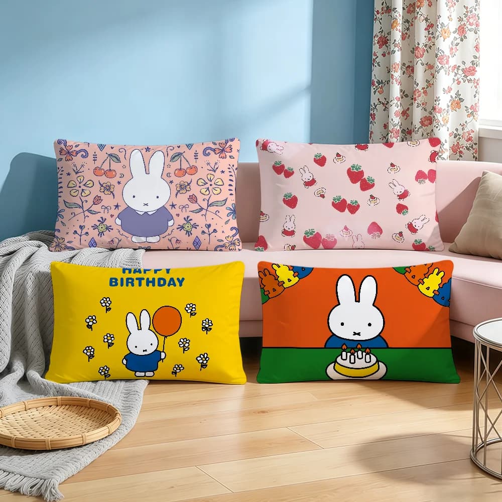 CARTOON M-MiffyS Cushion Cover Rectangle Decorative Long Pillow Cases Sofa Bench Bedroom Chair LivingRoom