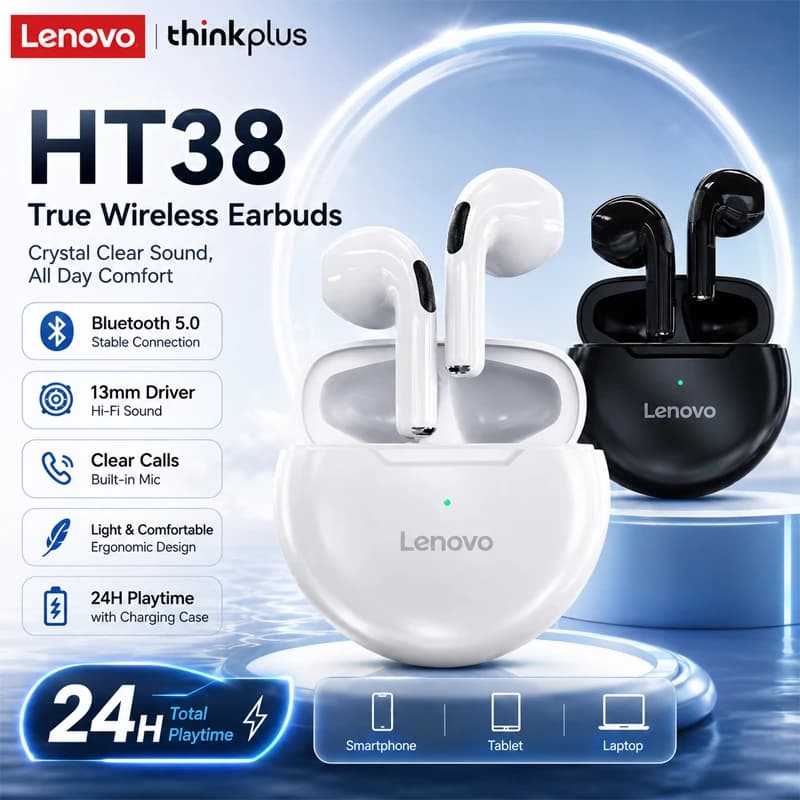 Thinkplus Original Wireless Earphones HT38 TWS Bluetooth Earphones Touch Sports Earphones Stereo Earphones Suitable for Gaming