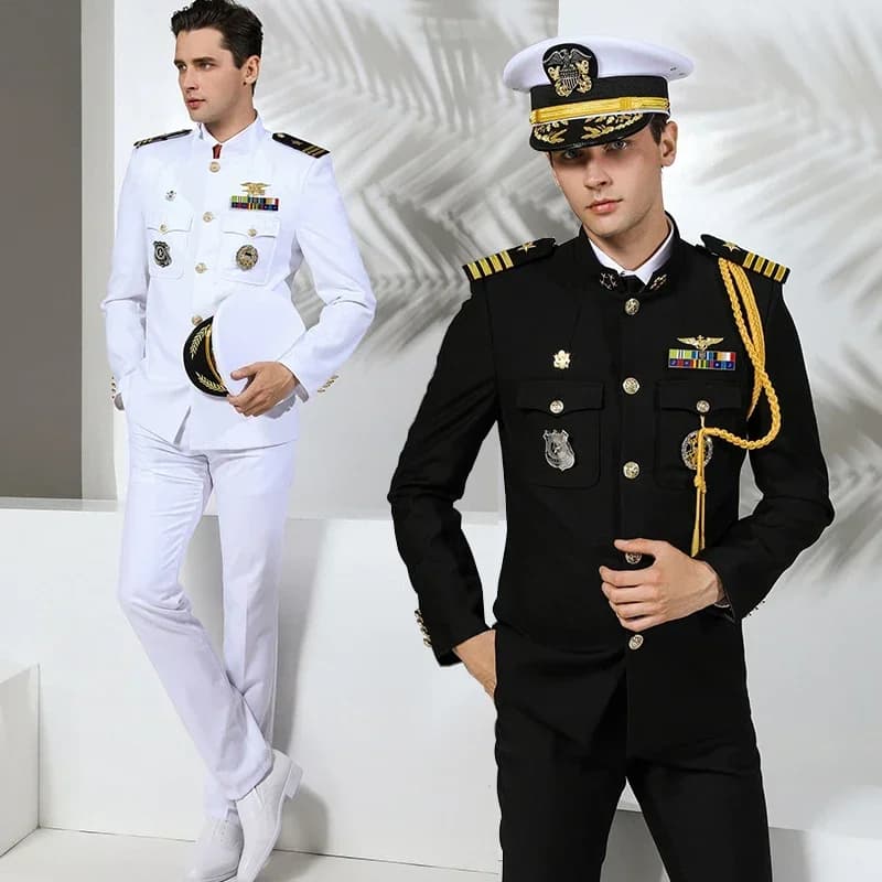 US Navy Uniforme Capitano Abiti Giacca da yacht Pantaloni Set USN Abito da uomo Uniforme USS NAVY MASCHILE UFFICIALE/VESTITO DA SERVIZIO CPO PARATTO BIANCO