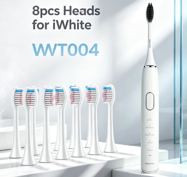8pcs Replacement Toothbrush Heads for iWhite Sonic Electric Toothbrush IWT004 Accessories Adult Bristles Nozzles